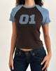 Image of Agneta Tee in Chocolate Brown and Ash Blue Combination