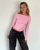 Image de Amabon Long Sleeve Top in Flamingo Pink