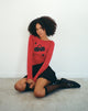 Image de Amabon Long Sleeve Top in Adrenalin Red with Cherry Print