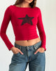 Image de Amabon Long Sleeve Top in Adrenaline Red with Black Star