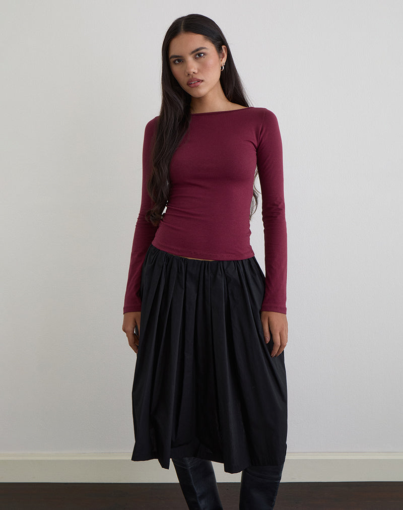 Image de Amabon Long Sleeve Top in Burgundy