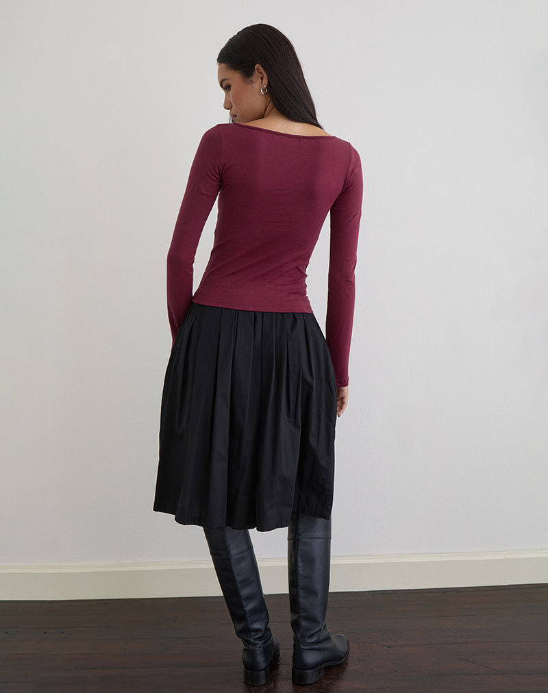 Image de Amabon Long Sleeve Top in Burgundy
