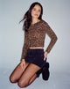 Image de Amabon Long Sleeve Top in Brown Leopard Daze