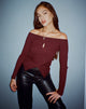 Image de Amandari Bardot Long Sleeve Top in Marron