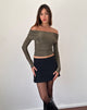 Image de Andi Long Sleeve Bardot Top in Gold Lurex