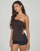 Image of Aravie Ruched Bandeau Top in Chocolate Brown