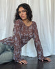 Image de Arcelia Long Sleeve Mesh Top in Botanical Shadow Brown