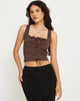 image de Asahi Crop Top in Lace Chestnut Brown