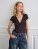 Image de Asani Top in Dark Pink Rose Black