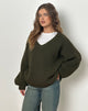 Image de Asato Chunky V Neck Jumper in Brushed Khaki