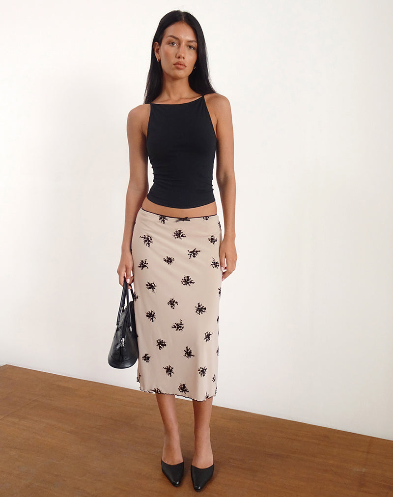 Jupe midi Atira, Cluster Ditsy Floral Flock Nude