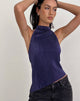 Image de Atsila High Neck Sleeveless Top in Plisse Navy