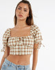 Image de MOTEL X JACQUIE Auri Crop Top in Yellow Brown Check