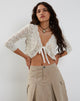 Image de Avery Ribbon Tie Front Cardigan in Ivory