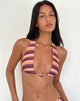 Image de Cerry Bikini Top avec perles en rayures horizontales mixtes