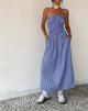 Image of MOTEL X JACQUIE Beleame Bandeau Midaxi Dress in a Blue Striped Poplin