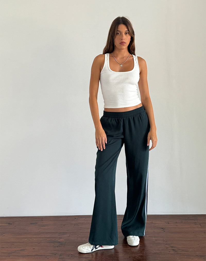 Pantalon Bennett en forêt avec rayures bleues