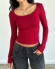 Image de Binlo Extra Long Sleeve Top in Adrenaline Red Rib