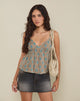 Image de Bluebell Cami Top in Blue and Brown Floral Bohemian Batik