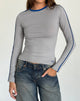 Image de Bonija Long Sleeve Top in Grey with Cobalt Blue Piping
