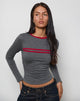 Image de Bonjita Long Sleeve Top in Storm Grey with Adrenaline Red Binding