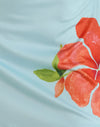 Bleu avec fleur orange
