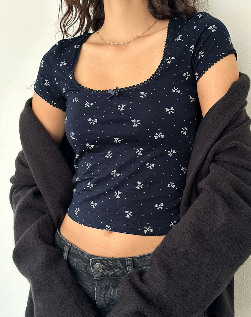 Image de Bovino Top en Mini Bow Navy