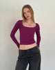 Image de Bovita Long Sleeve Ribbed Top in Berry