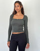 Image de Bovita Long Sleeve Ribbed Top in Beluga Grey