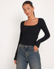 Image de Bovita Long Sleeve Top in Rib Black