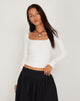 Image de Bovita Long Sleeve Top in Rib White