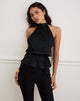 Image of Brienne Top in Chiffon Plisse Black with Lining