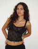 Image de Brietta Unlined Corset Top in Rose Lace Black