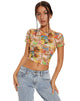 Image de MOTEL X BARBARA Tee Shrunken en collage tropical des années 90