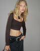 Image de Calum Long Sleeve Top in Lightweight Pointelle Coffee