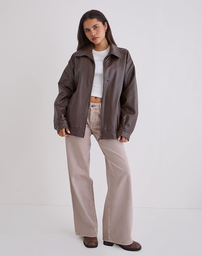 Veste Cavita en PU chocolat amer