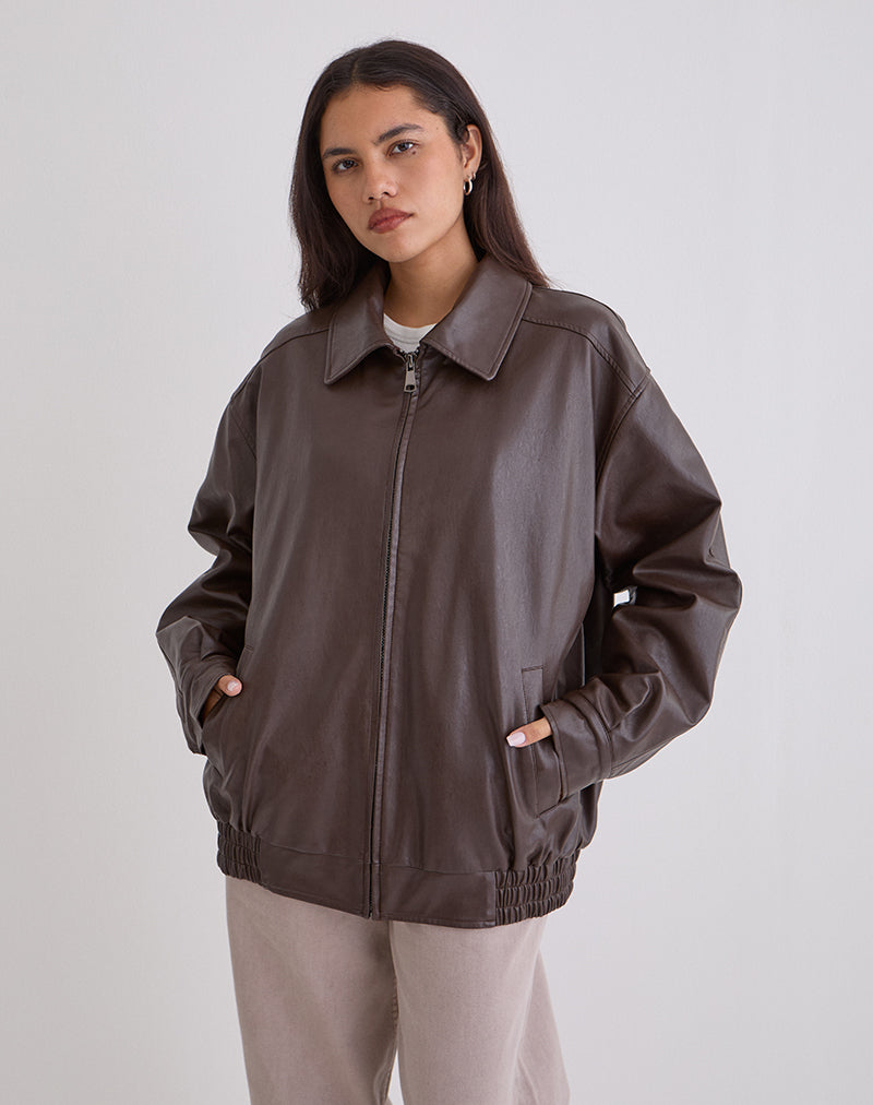Veste Cavita en PU chocolat amer