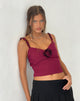 Image de Carini Cami Top in Burgundy with Rosette