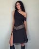 Image de Carissa One Shoulder Chiffon Midi Dress in Black