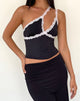 Image de Carolina Top asymétrique en noir avec dentelle rose