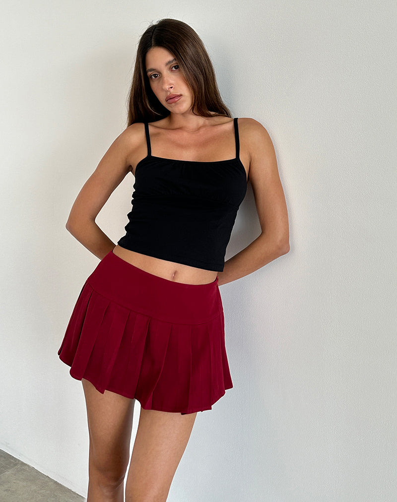 Minijupe Casini, tailleur doux, bourgogne