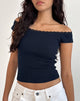 Image de Chacha Bardot Top in Rib Lace Navy