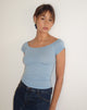 image de Charya Off Shoulder Top in Nantucket Blue