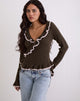 Image de Christella Top en chocolat noir avec rose