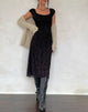 Image of Clarisse Midi Dress in Mesh Vine Flower Black