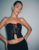 Image de Claryn Corset Top in Mesh Black Romantic Rose Flock