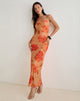 Image de Dalesio Maxi Dress in Watercolour Hibiscus Orange