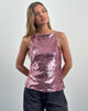 Image de Damske Top de gilet en paillettes roses