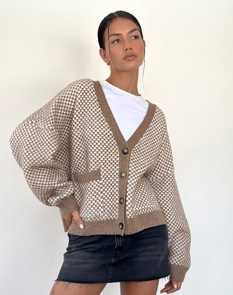 Cardigan Danov en vichy marron