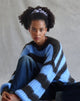 Image of Daren Knitted Oversized Jumper in Brown and Blue Stripe (Pull surdimensionné en tricot à rayures brunes et bleues)